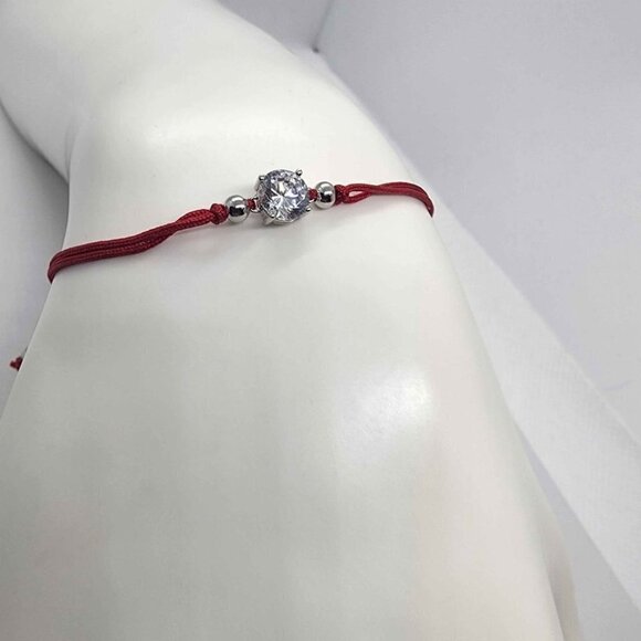 NEW Sterling Silver 925 Round Design With Red String Bracelet - Picture 1 of 3